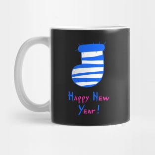 Striped Felt Christmas Stocking. Happy New Year! Mug